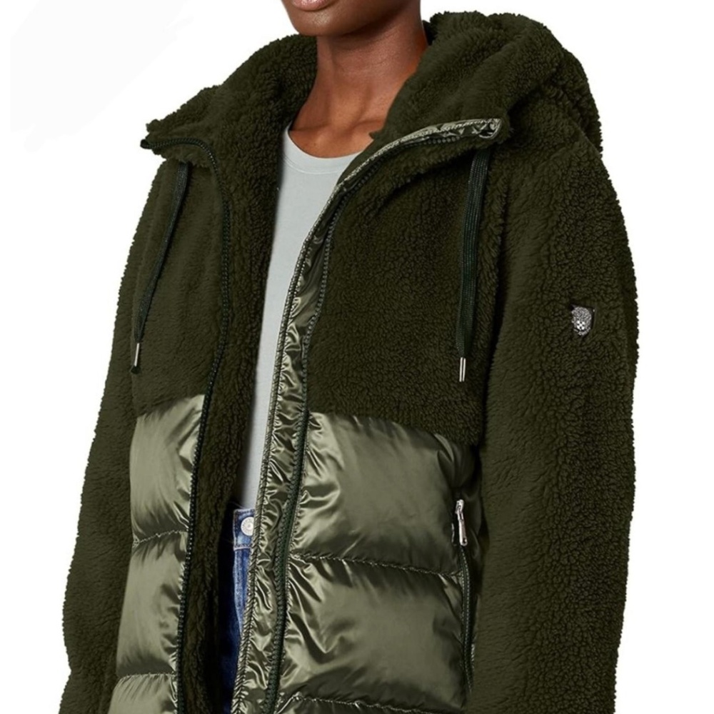 Vince Camuto Women's Mixed Hooded Puffer Cocoon Coat